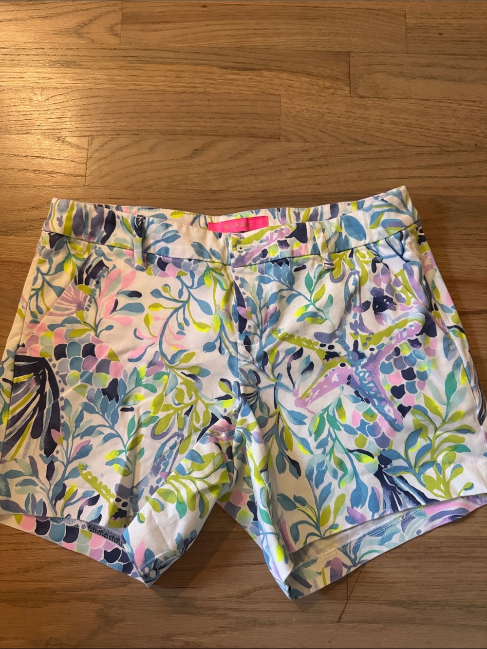 Lilly Pulitzer White Floral & Sea-Print Shorts with Pastel Accents